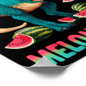 Grappige melonsaurus watermeloen dinosaurus t rex poster (Hoek)