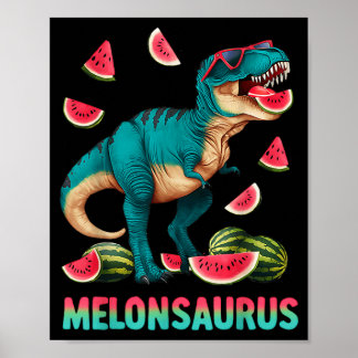 Grappige melonsaurus watermeloen dinosaurus t rex  poster