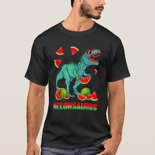 Grappige Melonsaurus Watermeloen Dinosaurus T Rex T-shirt (Voorkant)