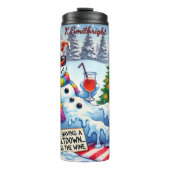 Grappige Meltdown Snowman met wijn Thermosbeker (Voorkant)