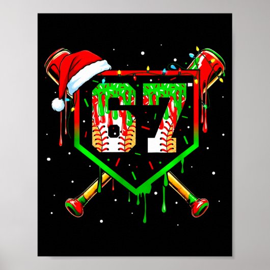 Grappige Meme 67 Kerst Baseball Ijs Mannen Jongen Poster (Voorkant)