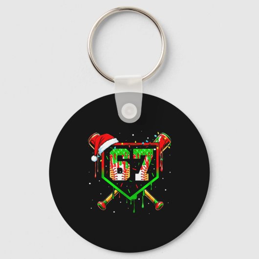 Grappige Meme 67 Kerstmis Honkbal Ijscomannen Jong Sleutelhanger (Voorkant)