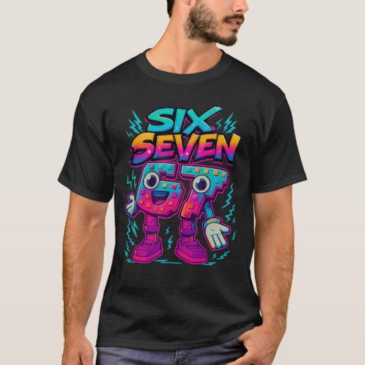 Grappige Meme 67 Si Seven 6 7 Italiaanse Brainrot T-shirt (Voorkant)