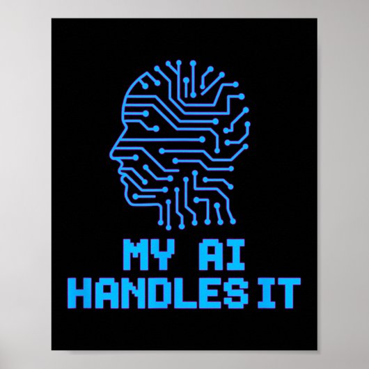 Grappige Meme Ai Behandelt Het Kunstmatige Robot H Poster (Voorkant)