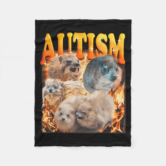 Grappige Meme Bosmarmotten Autistisch Autisme A Fleece Deken (Voorkant)