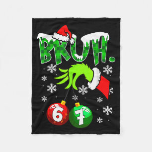 Grappige Meme Bruh 6-7 Bijpassende Familie Kerstmi Fleece Deken