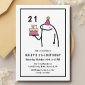 Grappige meme eenvoudige zwart-wit 21e verjaardag kaart