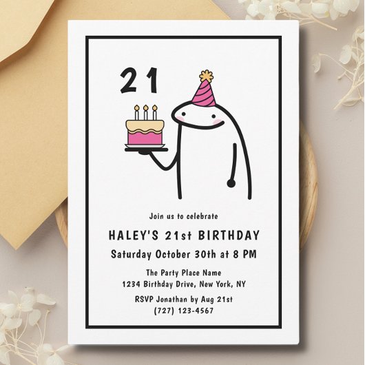 Grappige meme eenvoudige zwart-wit 21e verjaardag kaart