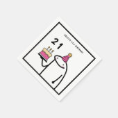 Grappige meme eenvoudige zwart-wit 21e verjaardag servet (Hoek)