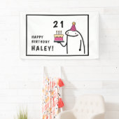 Grappige meme eenvoudige zwart-wit 21e verjaardag spandoek (Insitu)