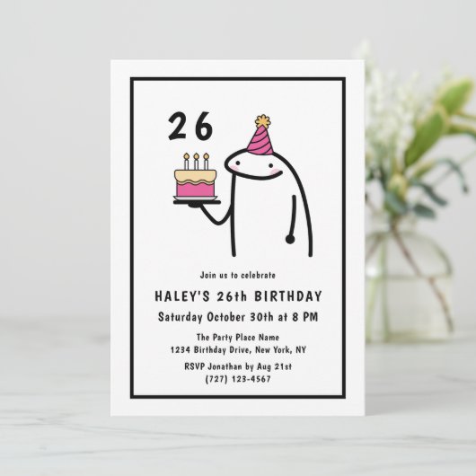 Grappige meme eenvoudige zwart-wit 26e verjaardag kaart (Staand voorkant)