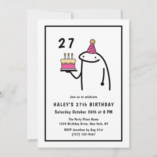 Grappige meme eenvoudige zwart-wit 27e verjaardag kaart (Voorkant)