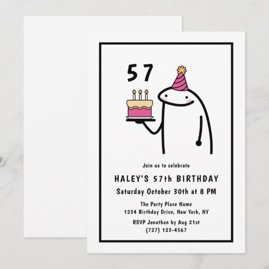Grappige meme eenvoudige zwart-wit 57e verjaardag kaart (Voorkant / Achterkant)