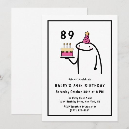 Grappige meme eenvoudige zwart-wit 89e verjaardag kaart (Voorkant / Achterkant)