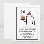 Grappige meme eenvoudige zwart-wit 90e verjaardag kaart (Voorkant / Achterkant)