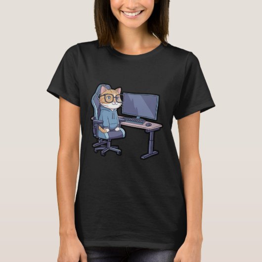 Grappige meme Gamer Cat Squad T-shirt (Voorkant)