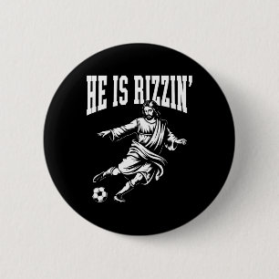 Grappige Meme God Christelijke Kerstmis Hij Is Riz Ronde Button 5,7 Cm