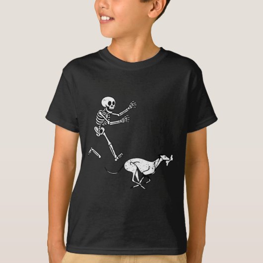 Grappige Meme Greyhound Rennend Skelet Halloween T-shirt (Voorkant)