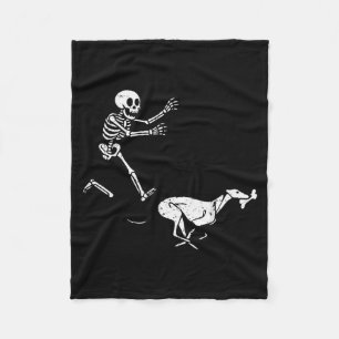 Grappige Meme Greyhound Rennende Skelet Halloween Fleece Deken