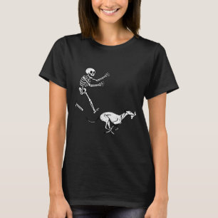 Grappige Meme Greyhound Rennende Skelet Halloween T-shirt