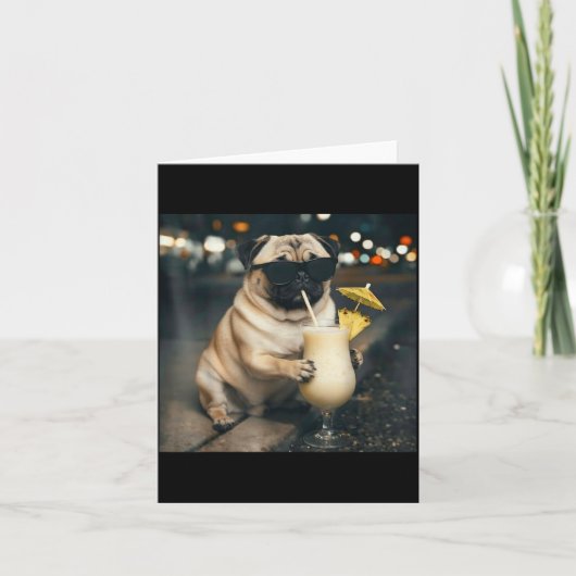Grappige meme-hond drinkt pina colada  kaart (Voorkant)