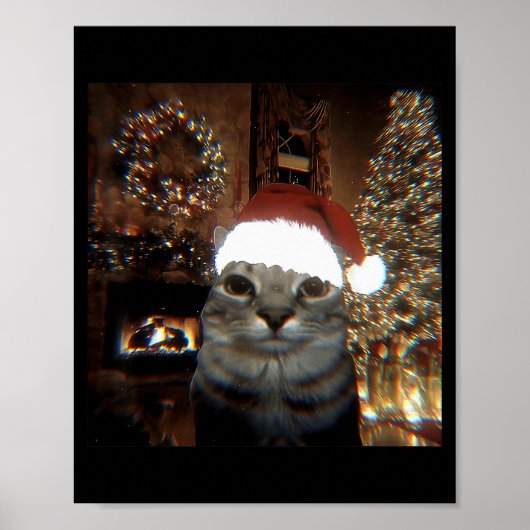 Grappige Meme Kat Maakt Een Selfie Kerstmis Kerstl Poster (Voorkant)