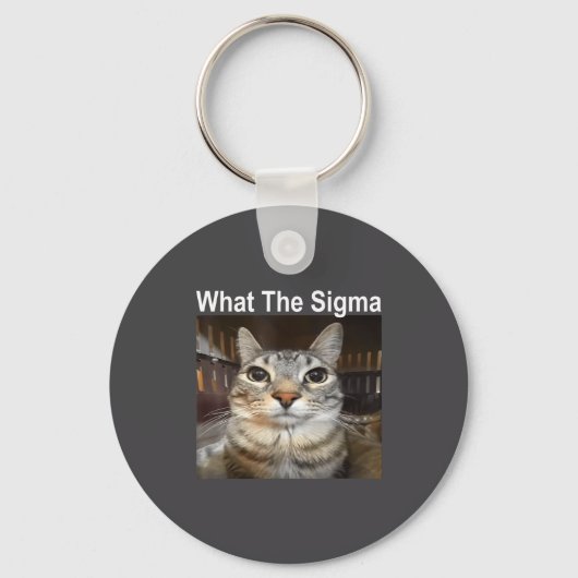 Grappige Meme Kat Wat De Sigma Schattige Kat Meme Sleutelhanger (Voorkant)