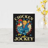 Grappige meme kipjockey kaart (Gele Bloem)