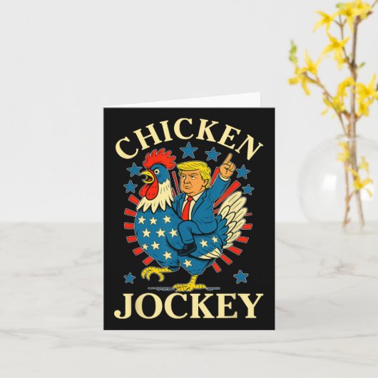 Grappige meme kipjockey kaart (Gele Bloem)