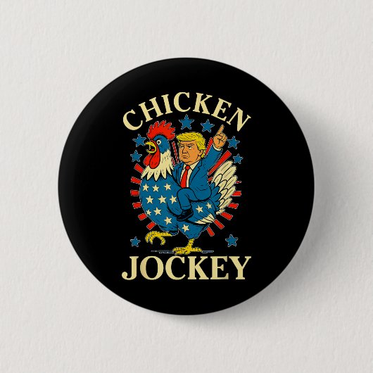 Grappige meme kipjockey ronde button 5,7 cm (Voorkant)