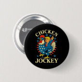 Grappige meme kipjockey ronde button 5,7 cm (Voorkant /achterkant)