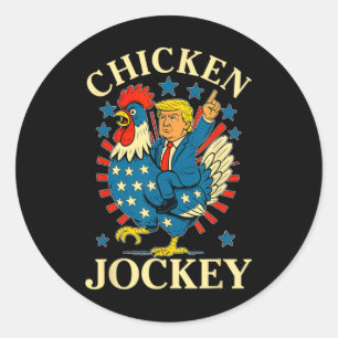 Grappige meme kipjockey ronde sticker