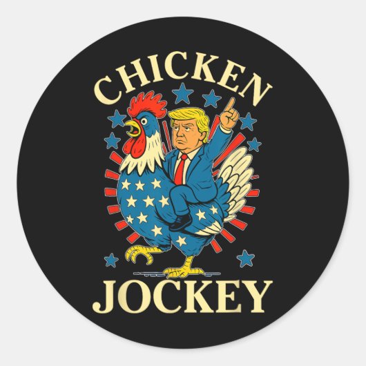 Grappige meme kipjockey ronde sticker (Voorkant)