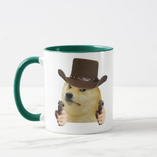 Grappige Meme Mok met Cowboy Hond met Pistool