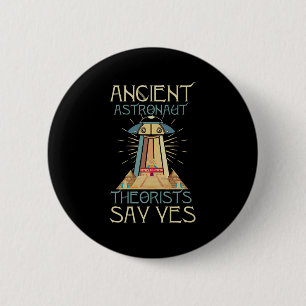 Grappige meme oude astronaut theoretici zeggen ja- ronde button 5,7 cm