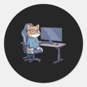 Grappige meme over gamer katten squad ronde sticker
