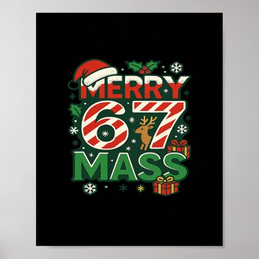 Grappige Meme Prettig 67 M Suikerstok Kerst Nummer Poster (Voorkant)