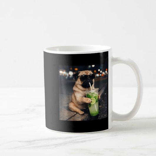 Grappige meme pug drinkt mojito lime munt koffiemok (Rechts)