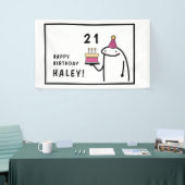 Grappige Meme Simpele Zwarte & Witte 21e Verjaarda Spandoek (Beurs)