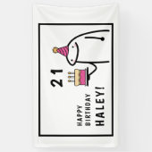 Grappige Meme Simpele Zwarte & Witte 21e Verjaarda Spandoek (Verticaal)