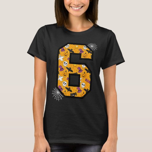 Grappige meme tekst nummer 6 7 Zes Zeven Halloween T-shirt (Voorkant)