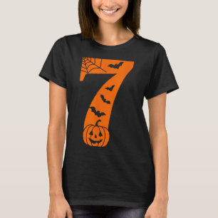 Grappige meme tekst nummer 7 6 7 Zes Zeven Hallowe T-shirt