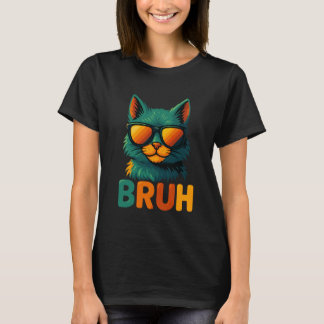 Grappige Meme Zegt Bruh Kat Zonnebril T-shirt