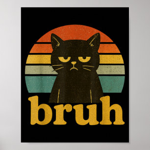 Grappige Meme Zegt Bruh Retro Kat Poster