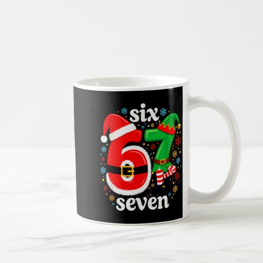 Grappige Meme Zes Zeven 67 Elf 6 7 Kerstman Kerstm Koffiemok (Rechts)