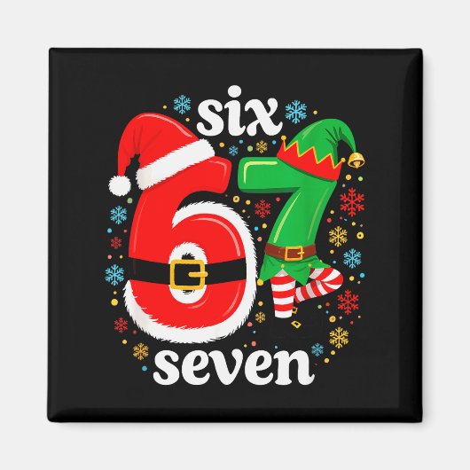 Grappige Meme Zes Zeven 67 Elf 6 7 Kerstman Kerstm Magneet (Voorkant)