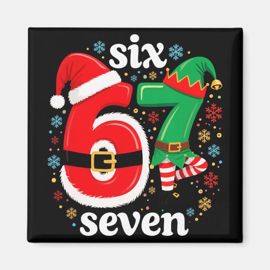 Grappige Meme Zes Zeven 67 Elf 6 7 Kerstman Kerstm Magneet (Voorkant)