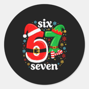 Grappige Meme Zes Zeven 67 Elf 6 7 Kerstman Kerstm Ronde Sticker