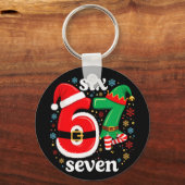 Grappige Meme Zes Zeven 67 Elf 6 7 Kerstman Kerstm Sleutelhanger (Voorkant)