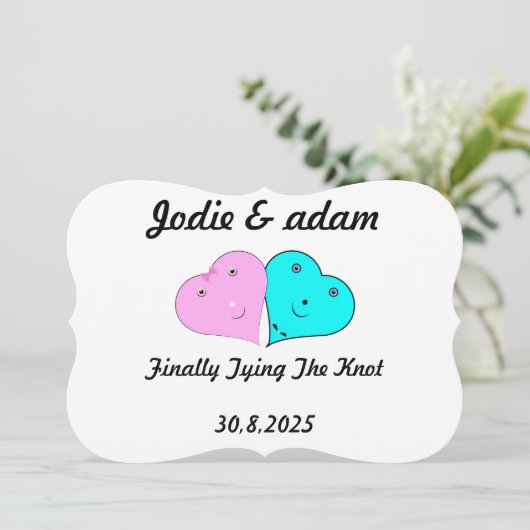 Grappige meneer en mevrouw harten kaart (Staand voorkant)